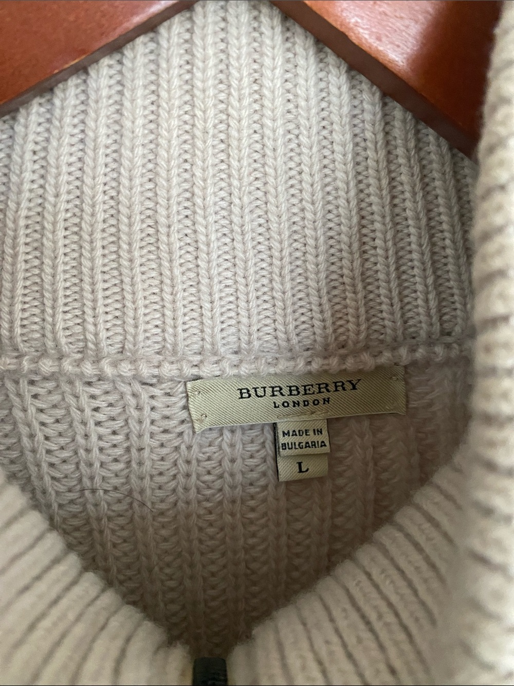 Burberry London men’s wool zip cardigan Large